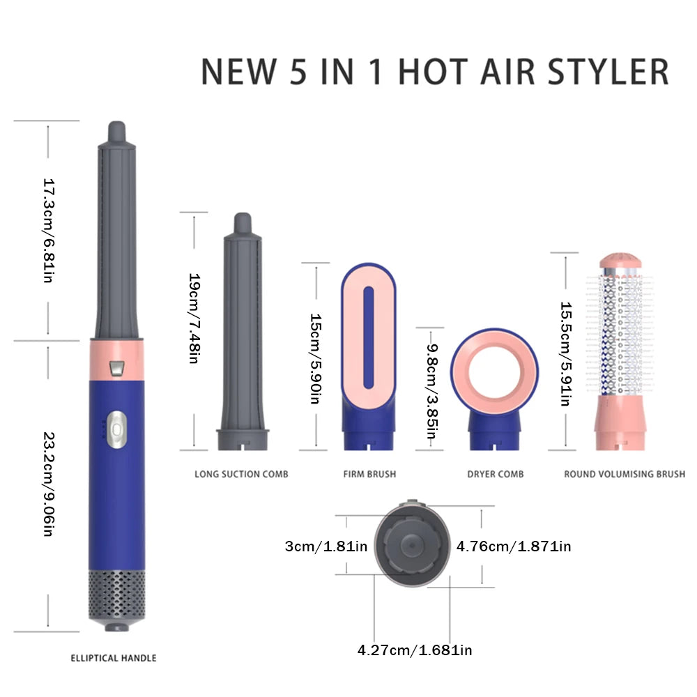 5 in 1 Hair Dryer Hot Comb Set Household Curling Iron with Curling Brush Professional Hair Straightener Hair Care Styling Tools