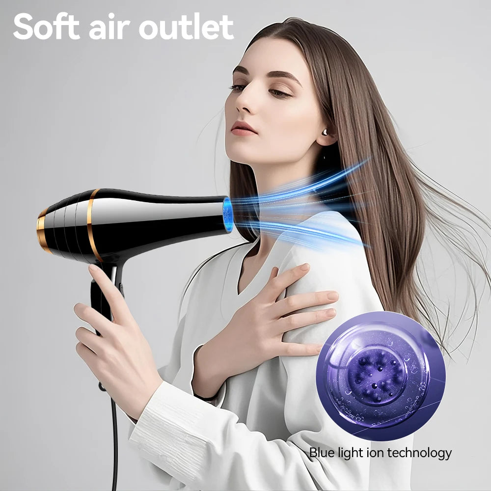 Powerful Hair Dryer Professional High-speed Fast Dry Hairdryer Negative Ions Hot and Cold Air Blow Styling Tool for Smooth Hair