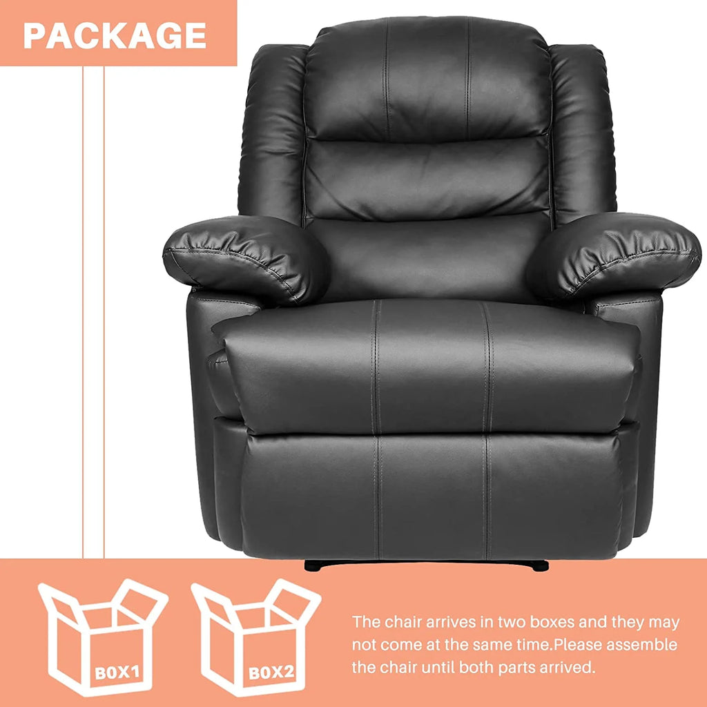 Recliner Armchair Single Sofa Reclining Chair Lounge Seating Adjustable Legrest PU Leather Couch Chair for Room Bedroom Home
