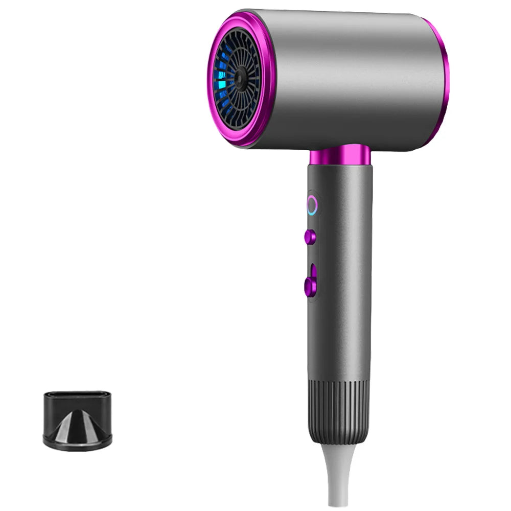 Professional Powerful Hair Dryer High-Speed Negative 2400W Quick Drying Hot and Cold Air Constant with Curly Nozz