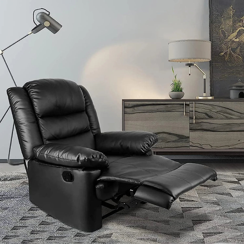 Recliner Armchair Single Sofa Reclining Chair Lounge Seating Adjustable Legrest PU Leather Couch Chair for Room Bedroom Home