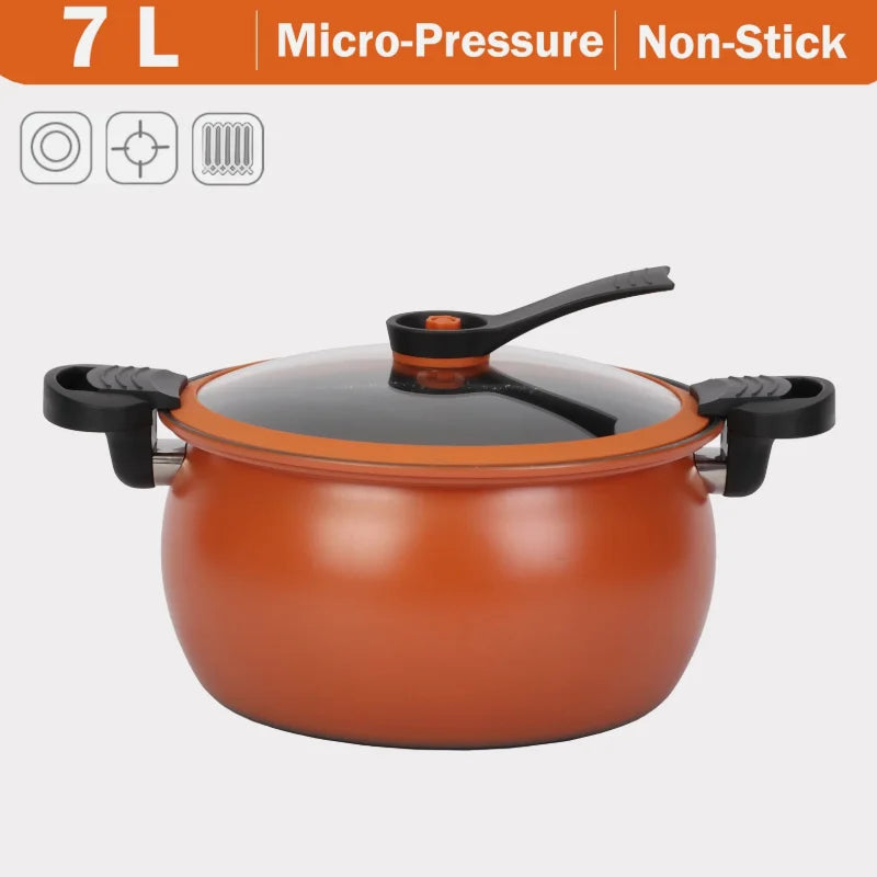 1 Piece of Fat Daddy Micro Pressure Cooker, 7L Large Capacity, 26cm, Two Ears Handle Multi-Functional Non-Stick Pot for Stewing and Cooking Soup, Compatible with Induction Cookers and Gas Stoves