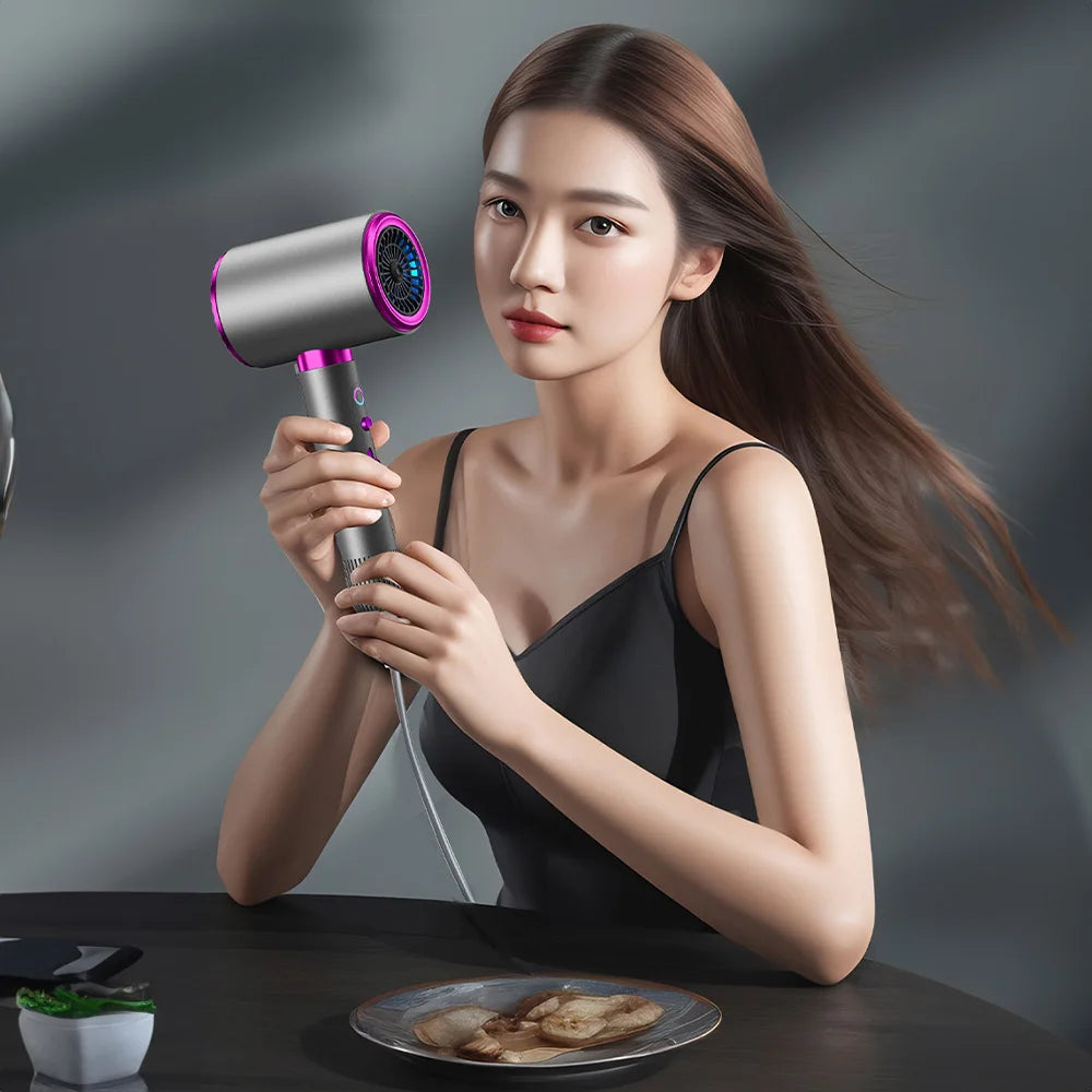 Professional Powerful Hair Dryer High-Speed Negative 2400W Quick Drying Hot and Cold Air Constant with Curly Nozz