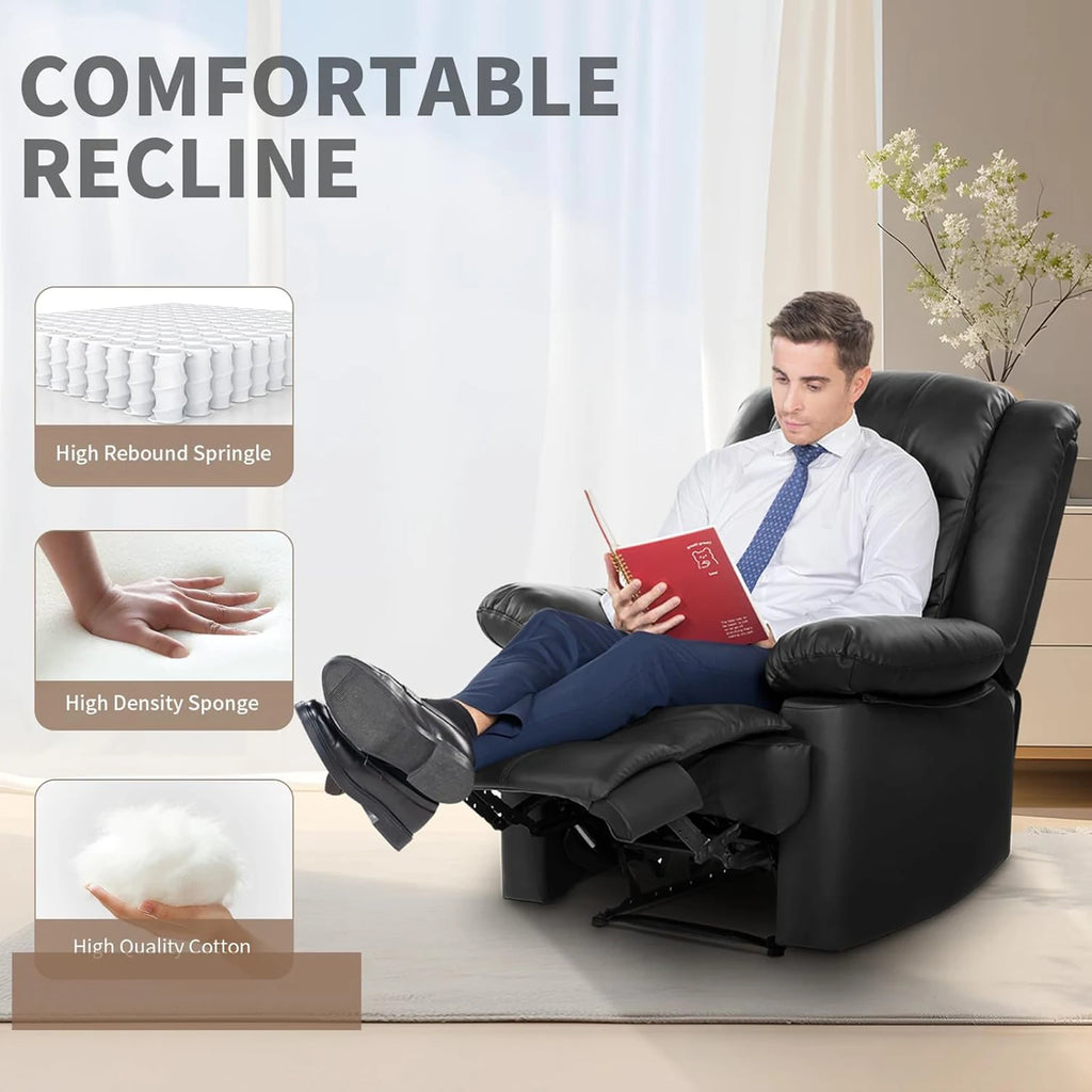 Recliner Armchair Single Sofa Reclining Chair Lounge Seating Adjustable Legrest PU Leather Couch Chair for Room Bedroom Home