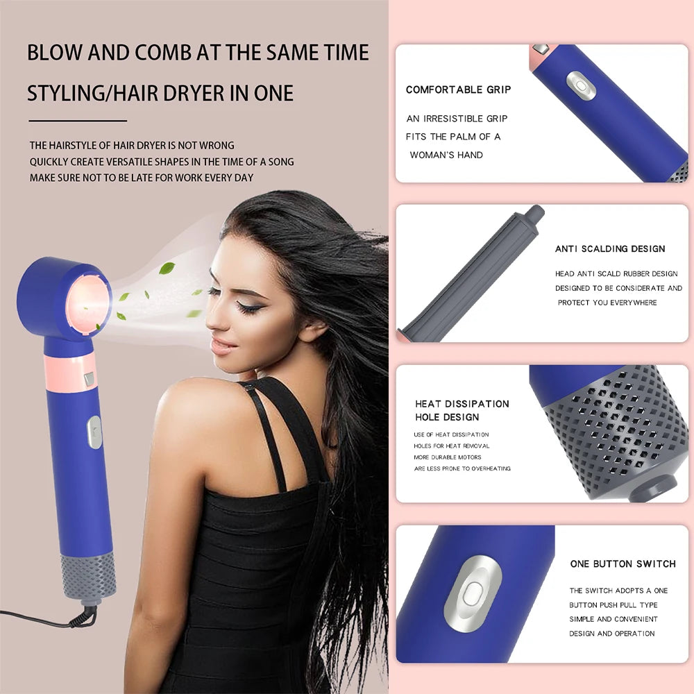 5 in 1 Hair Dryer Hot Comb Set Household Curling Iron with Curling Brush Professional Hair Straightener Hair Care Styling Tools