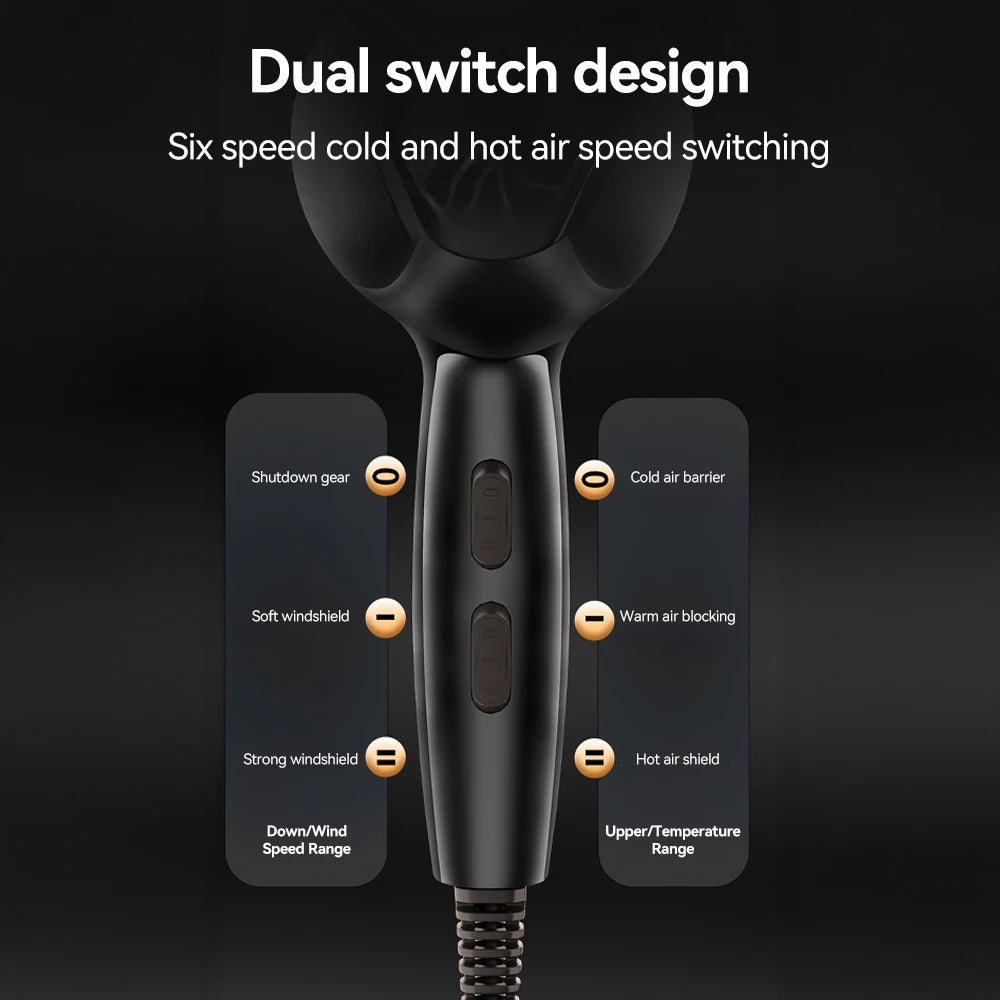 Powerful Hair Dryer Professional High-speed Fast Dry Hairdryer Negative Ions Hot and Cold Air Blow Styling Tool for Smooth Hair