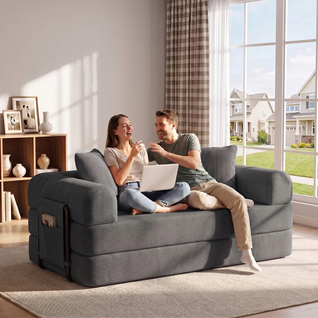 Foldable Sofa Bed - DIY Compressed Floor Sofa Multifunctional with Washable Cover for Living Room Apartment Bedroom