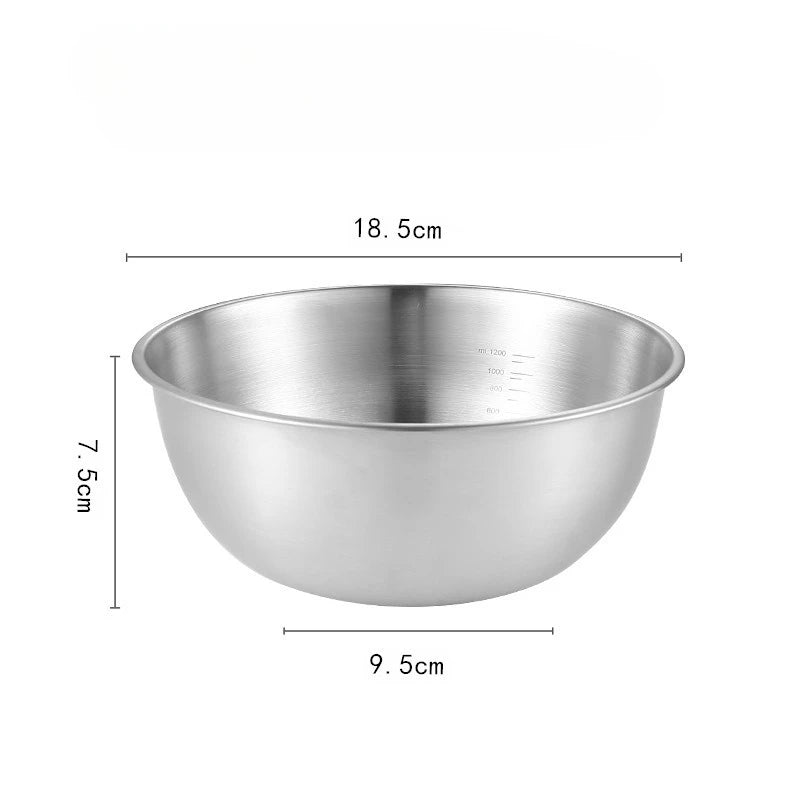 Stainless Steel Mixing Bowls with Measurements, Suitable for Home Use, for Mixing and Kneading, Salads, and Baking Salad Bowl