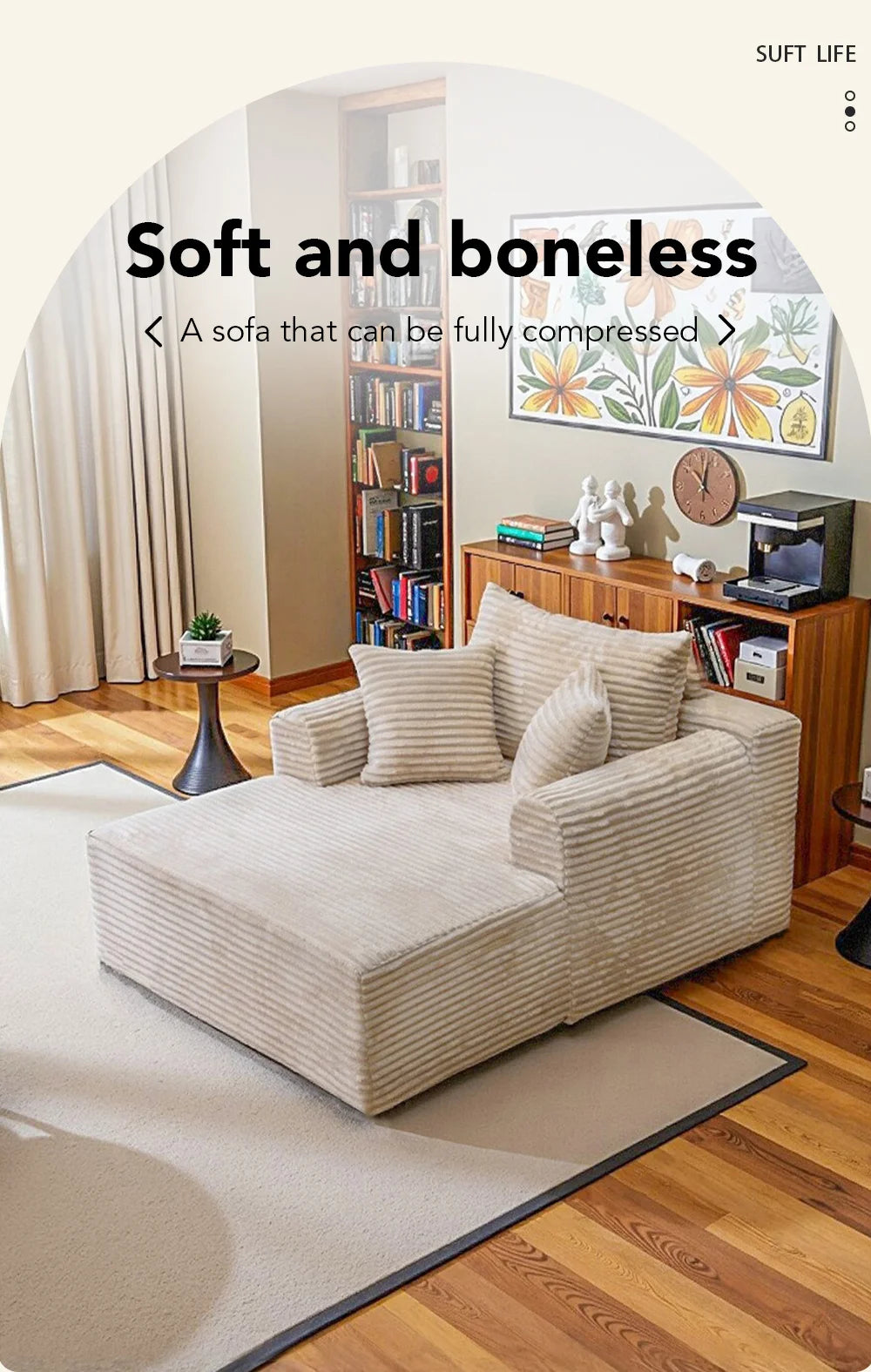 SINGLE SOFA BED, LAZY LOUNGE CHAIR SOFA WITH TWO PILLOWS AND CLOUD ARMRESTS, ULTRA SOFT SEAT CUSHION BONELESS SOFA, FREE INSTALLATION LIVING ROOM SOFA, HOME FURNITURE THAT CAN BE RECLINED OR SEATED, SUITABLE FOR BEDROOMS, LOU