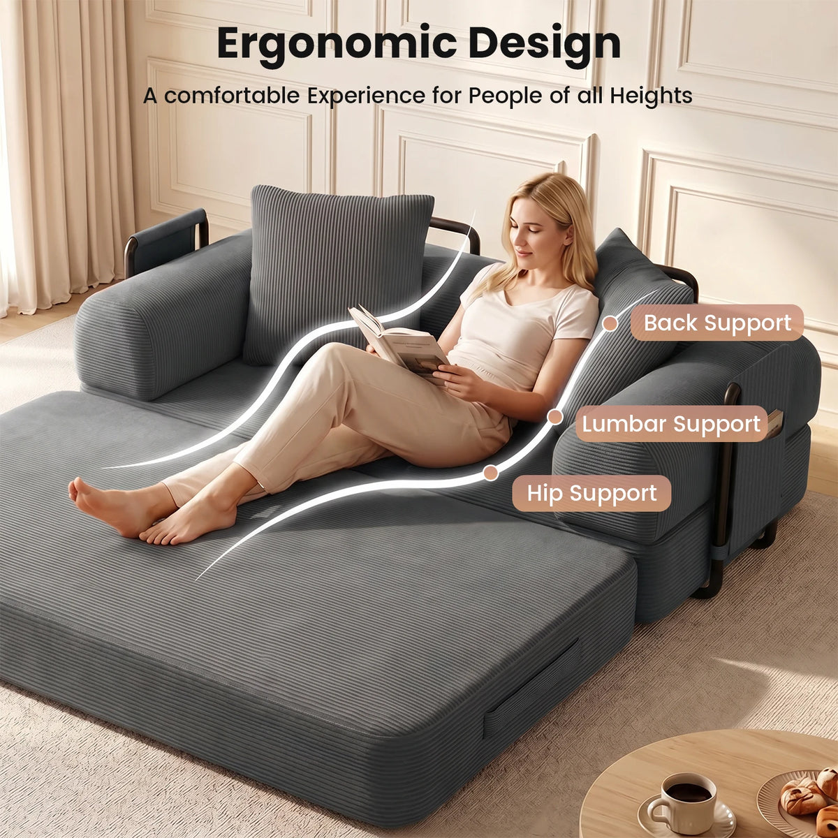 Foldable Sofa Bed - DIY Compressed Floor Sofa Multifunctional with Washable Cover for Living Room Apartment Bedroom