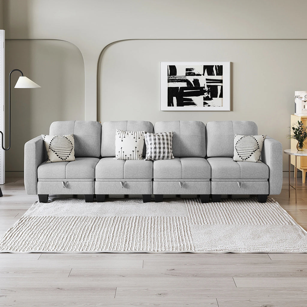 Fabric Modular Sofas with Upholstered Cushion and Removable Back Cushion Covers, Modern Sectional Sofa for Living Room