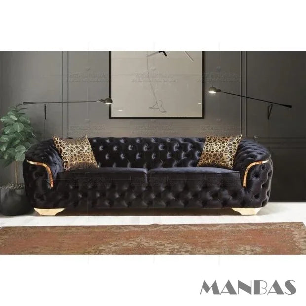 Linlamlim Classic Chesterfield Sectional Sofa with Cloth Buttons and Fabric Modular Couch for Living Room Seating Home Furniture