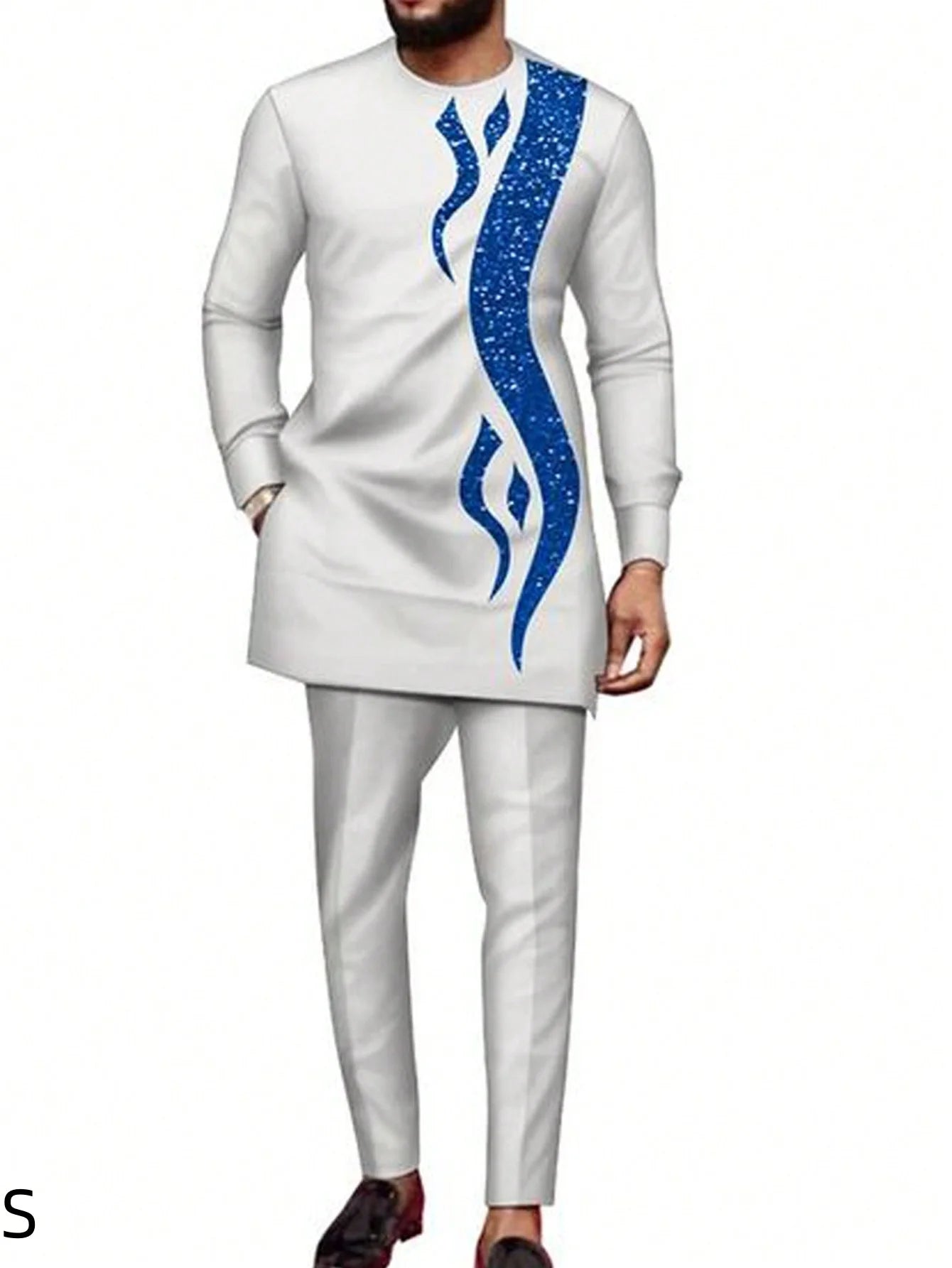 2025 New Elegant Men's Suit African Style Kaftan Embroidery Casual 2 Piece Suit Festive Wedding Traditional Men's Clothing