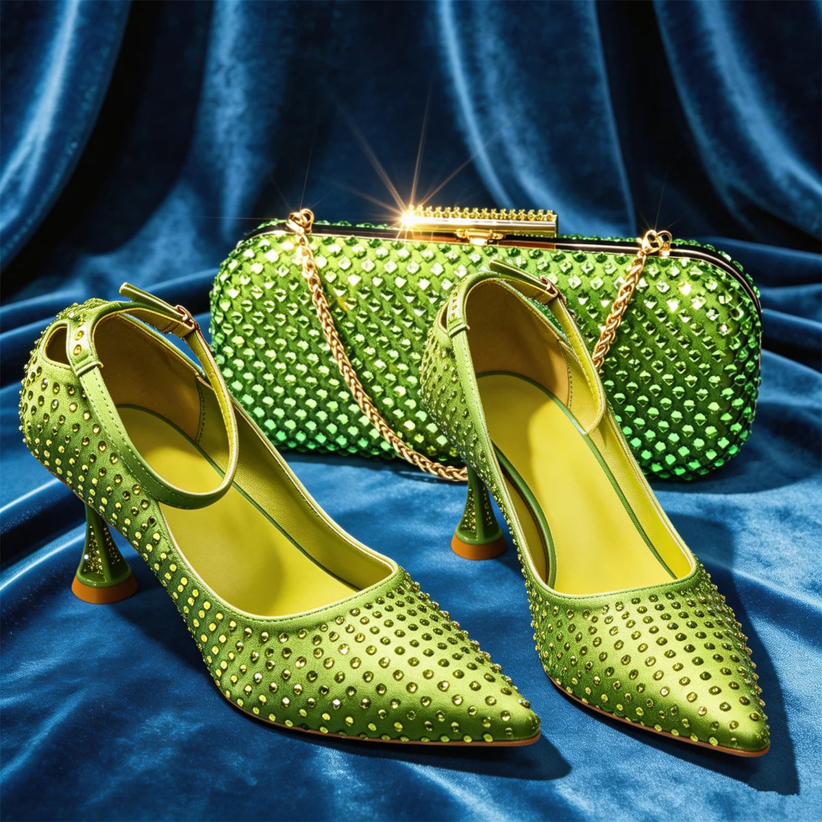 Elegant Light Purple Women's Heels & Handbag Set - Rhinestone-Embellished Shoes for Weddings & Special Occasions - 2026