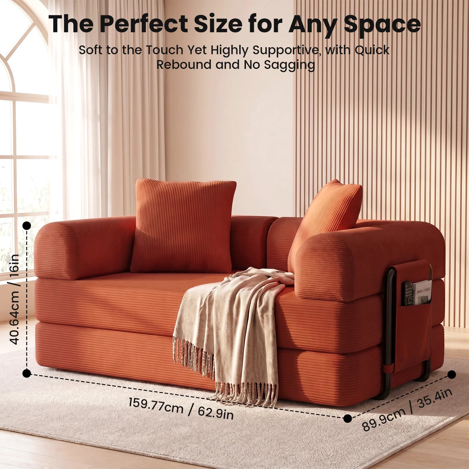 Foldable Sofa Bed - DIY Compressed Floor Sofa Multifunctional with Washable Cover for Living Room Apartment Bedroom