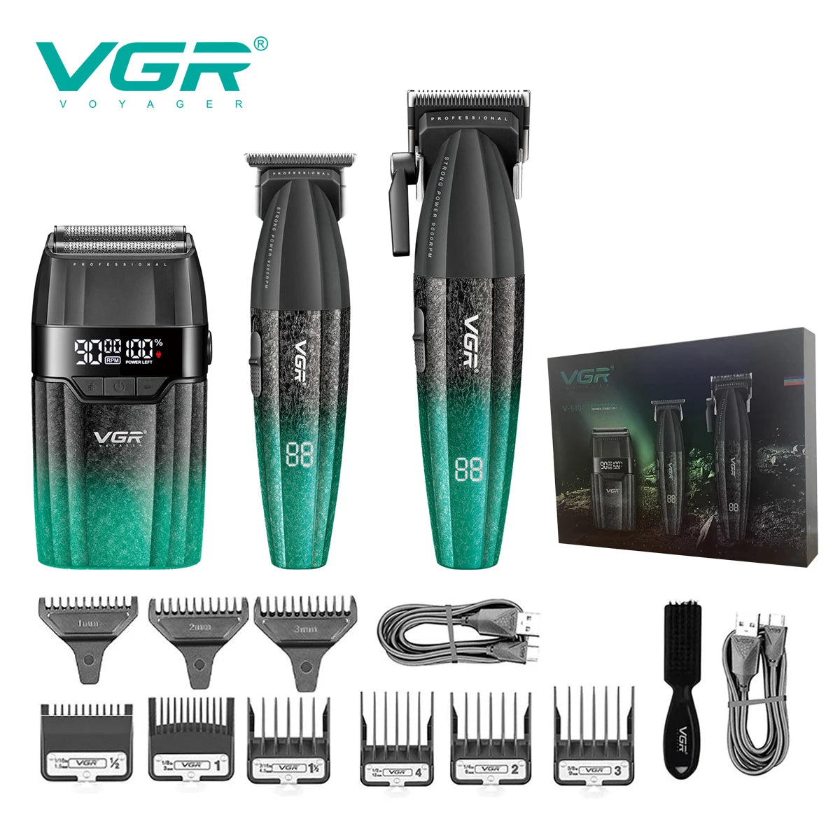 VGR Hair Trimmer Professional Barber Cordless Clipper Electric Hair Cutting Machine Metal Hair Trimmer for Men V-003 V-906 V-308