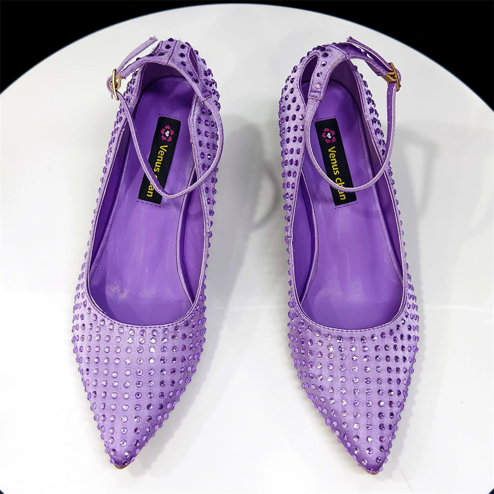 Elegant Light Purple Women's Heels & Handbag Set - Rhinestone-Embellished Shoes for Weddings & Special Occasions - 2026
