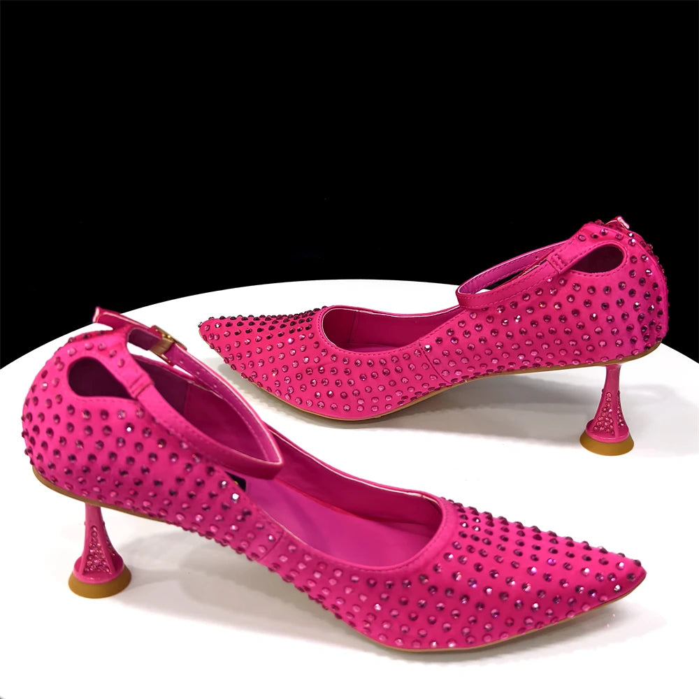 Elegant Light Purple Women's Heels & Handbag Set - Rhinestone-Embellished Shoes for Weddings & Special Occasions - 2026