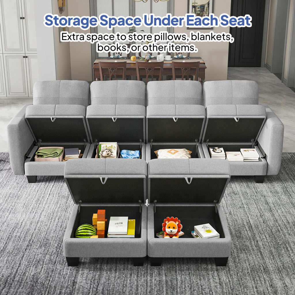 Fabric Modular Sofas with Upholstered Cushion and Removable Back Cushion Covers, Modern Sectional Sofa for Living Room