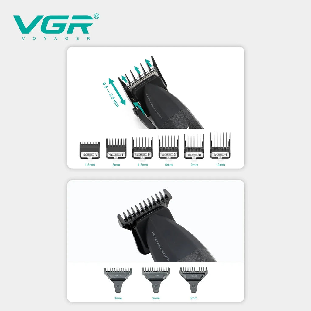 VGR Hair Trimmer Professional Hair Clippers Adjustable Hair Cutting Machine 9000 RPM Cordless Clippers and Trimmers Set V-640 S3