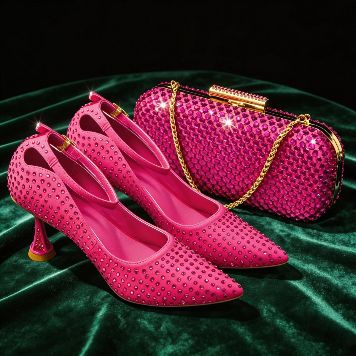 Elegant Light Purple Women's Heels & Handbag Set - Rhinestone-Embellished Shoes for Weddings & Special Occasions - 2026