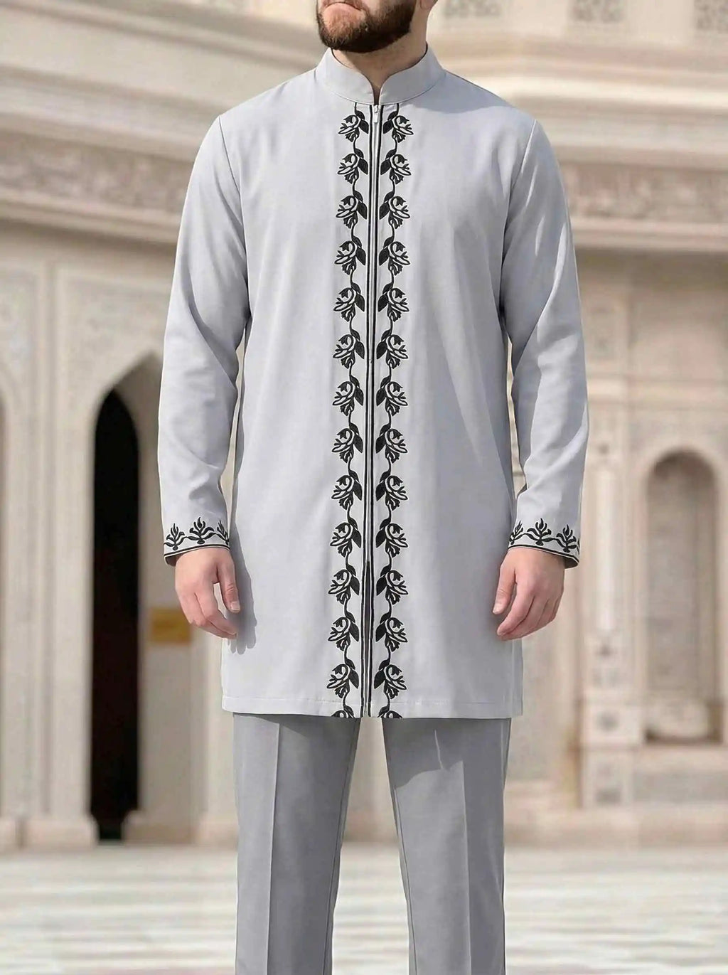 2025 New Elegant Men's Suit African Style Kaftan Embroidery Casual 2 Piece Suit Festive Wedding Traditional Men's Clothing