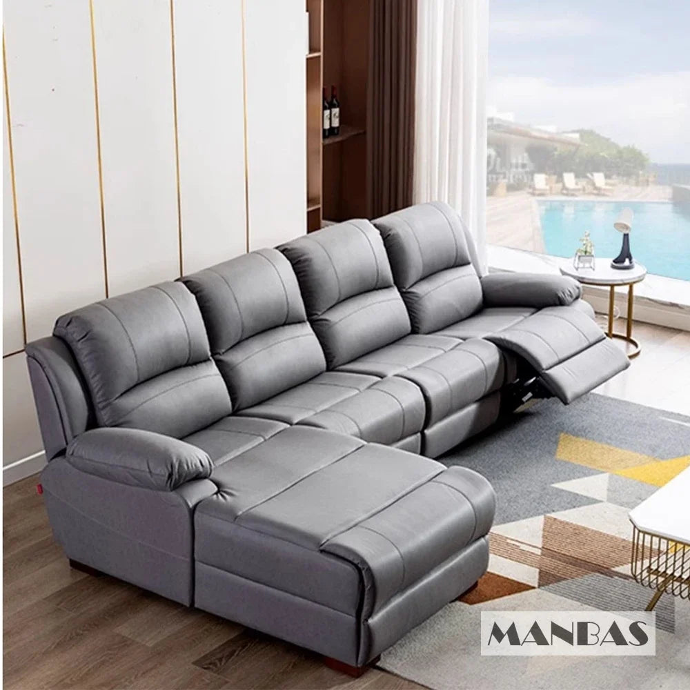 Genuine Leather Manual Electric Recliner Sofa Theater Power Reclining Couch Living Room Cinema Sofas Seating Room Furniture