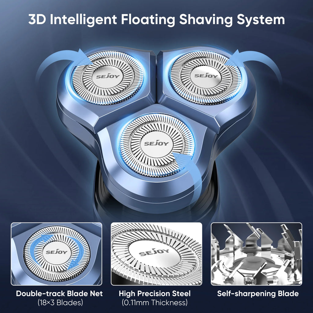 SEJOY Electric Shaver for Men,3D Floating Cutter Head ,Portable Men Beard Hair Trimmer Clipper,Nose Hair Scissors,Rechargeable