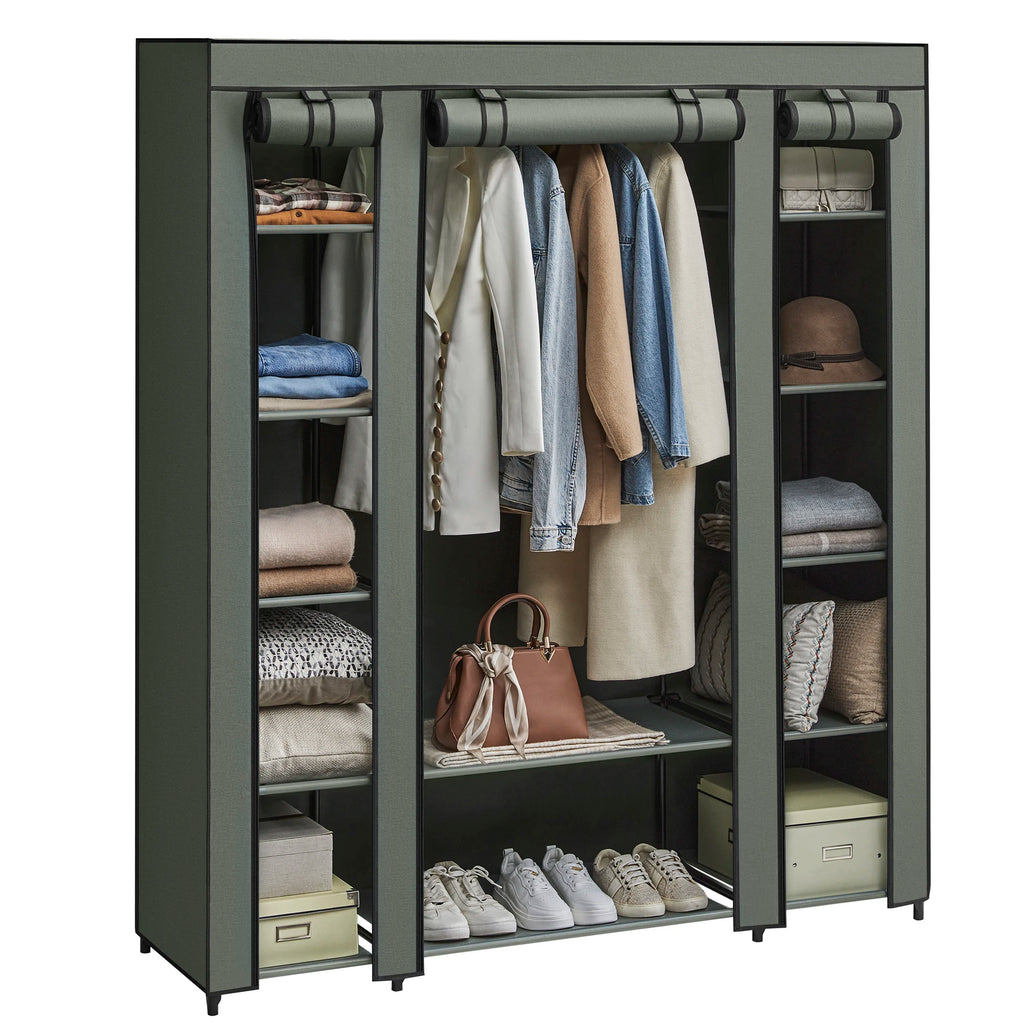 SONGMICS Closet Wardrobe, Portable Closet for Bedroom, Clothes Rail with Fabric Cover, Clothes Storage Organizer