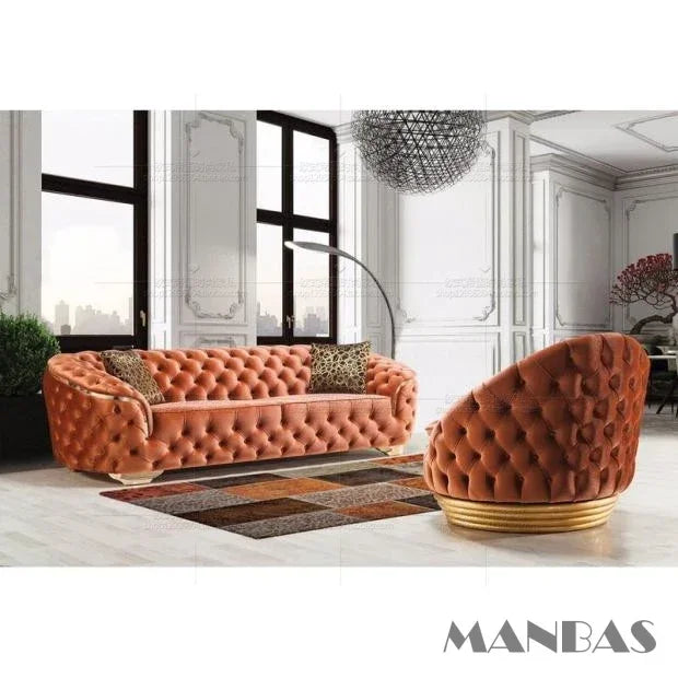 Linlamlim Classic Chesterfield Sectional Sofa with Cloth Buttons and Fabric Modular Couch for Living Room Seating Home Furniture