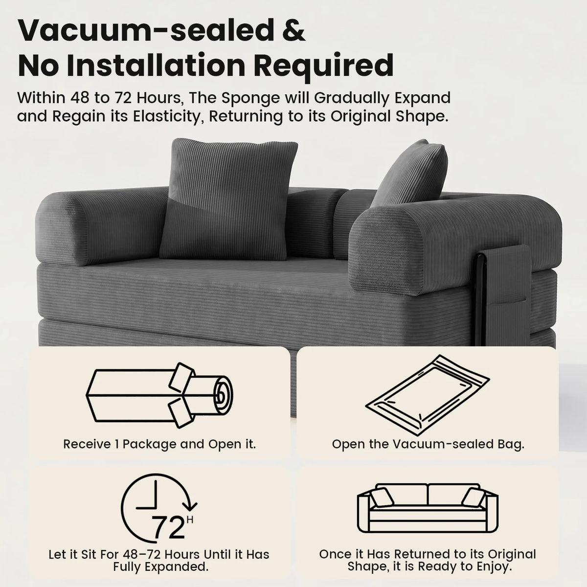 Foldable Sofa Bed - DIY Compressed Floor Sofa Multifunctional with Washable Cover for Living Room Apartment Bedroom