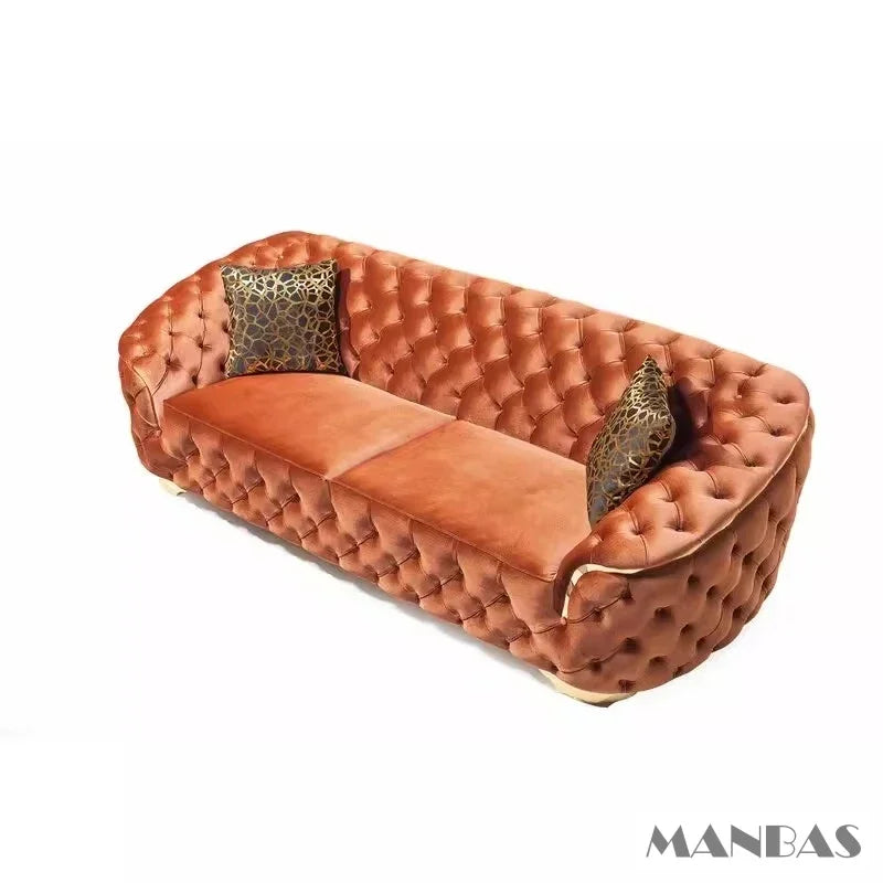 Linlamlim Classic Chesterfield Sectional Sofa with Cloth Buttons and Fabric Modular Couch for Living Room Seating Home Furniture