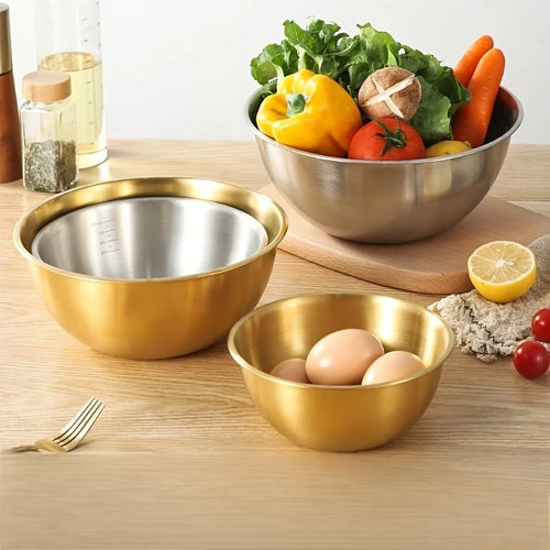 3Pcs Stainless Steel Mixing Bowls Set Large Salad Bowl Dough Kneading Kitchen Accessories Cocina Accesorios Home Items