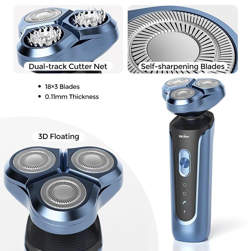 SEJOY Electric Shaver for Men,3D Floating Cutter Head ,Portable Men Beard Hair Trimmer Clipper,Nose Hair Scissors,Rechargeable