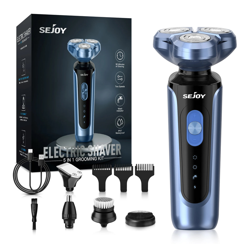 SEJOY Electric Shaver for Men,3D Floating Cutter Head ,Portable Men Beard Hair Trimmer Clipper,Nose Hair Scissors,Rechargeable