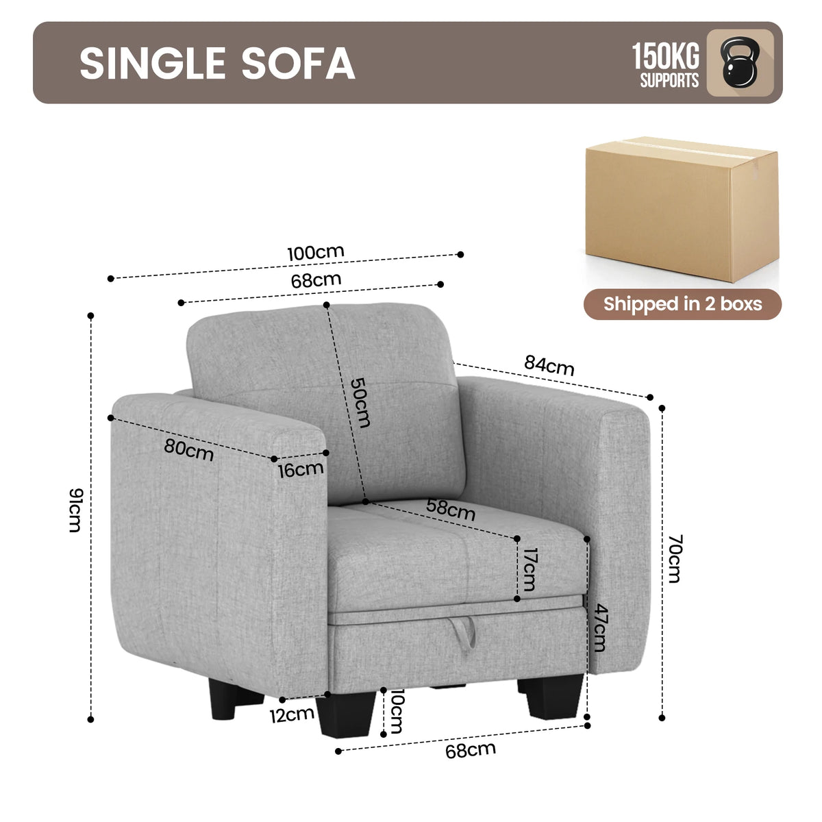 Fabric Modular Sofas with Upholstered Cushion and Removable Back Cushion Covers, Modern Sectional Sofa for Living Room