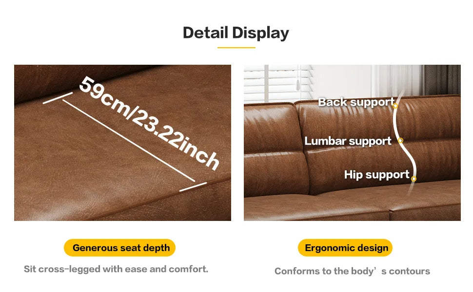 Medieval Style Artificial Oil Wax Leather Sofa 220CM Traditional Period Furniture Design for Home Living Room