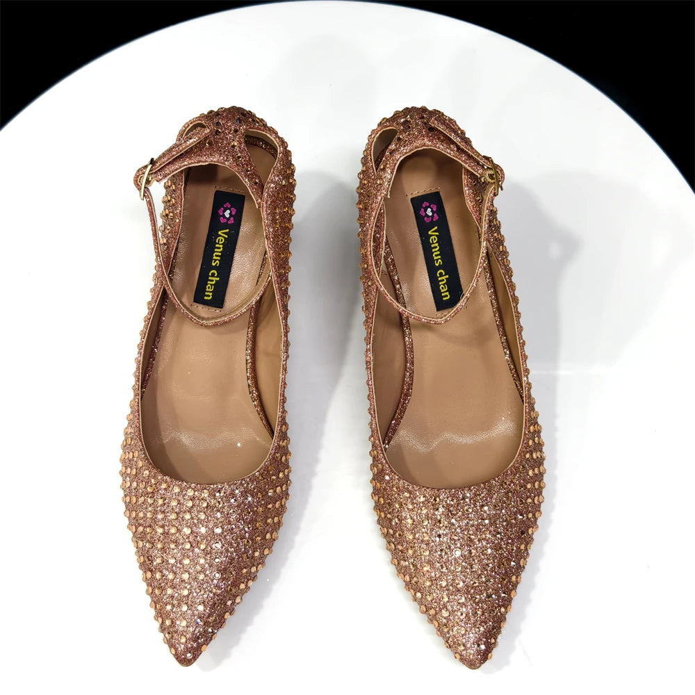 Elegant Light Purple Women's Heels & Handbag Set - Rhinestone-Embellished Shoes for Weddings & Special Occasions - 2026