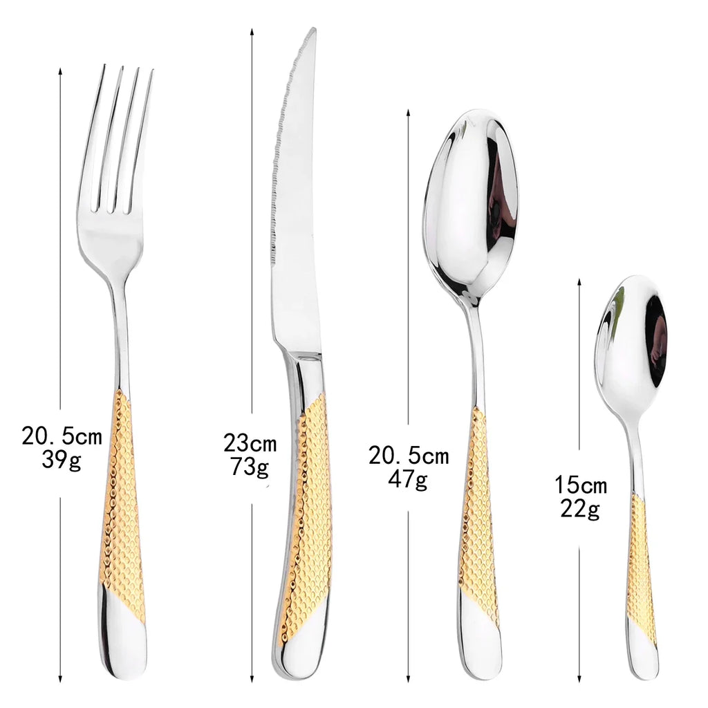 24Pcs Cutlery Set Stainless Steel Knife Fork Spoon Dinnerware Western Tableware Set Kitchen Flatware Dinner Silverware Table Set