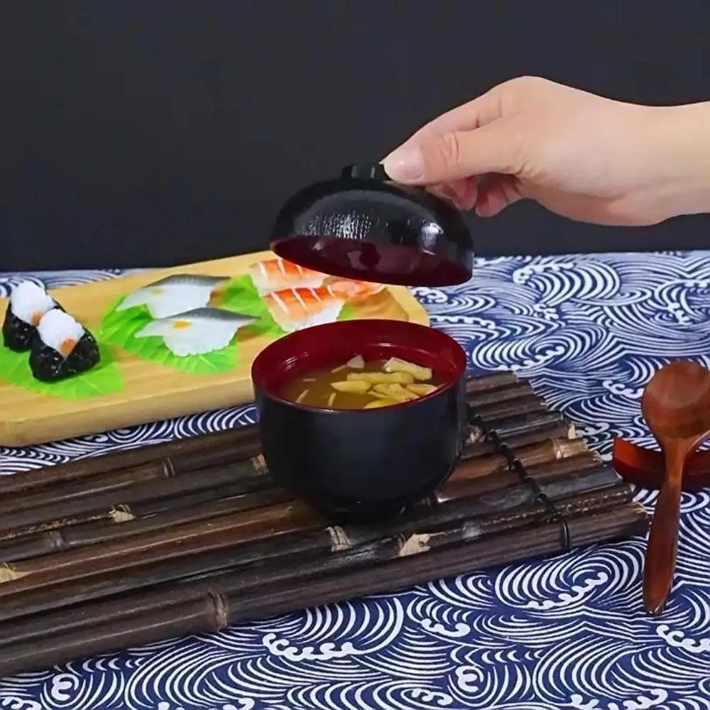 New With Lid Miso Soup Bowl Soup Container Double Color Japanese Rice Bowl Maple Leaf Japanese Flower Bowl Dining Accessories