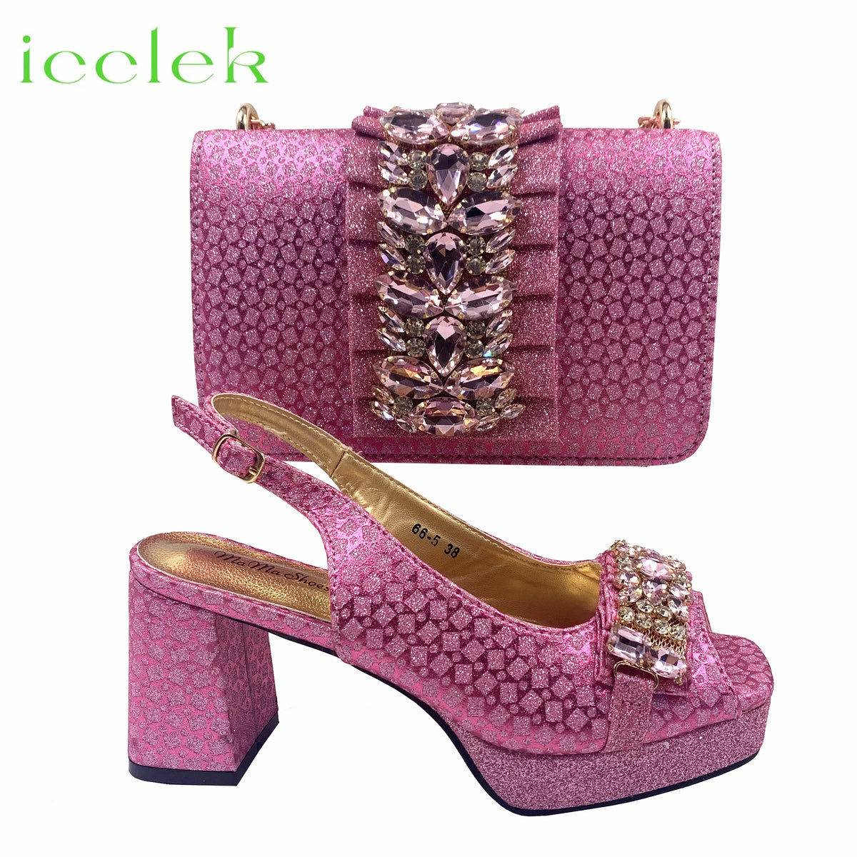 Orange Newest Italian Design Special Synthetic Fabrics Women's Matching Shoe and Bag Set High Heel for Weddings and Parties