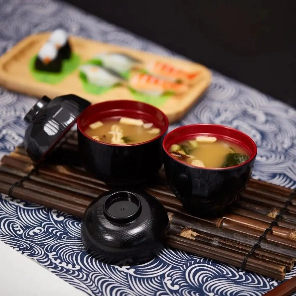 New With Lid Miso Soup Bowl Soup Container Double Color Japanese Rice Bowl Maple Leaf Japanese Flower Bowl Dining Accessories