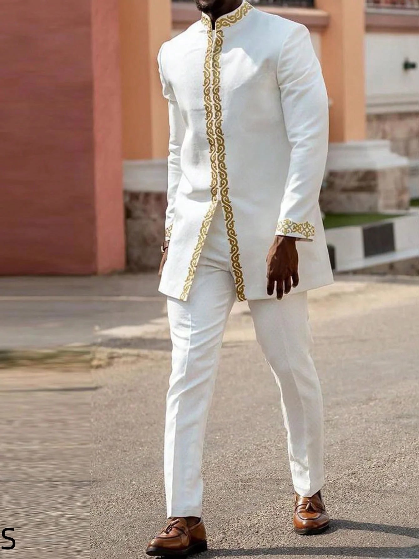 2025 New Elegant Men's Suit African Style Kaftan Embroidery Casual 2 Piece Suit Festive Wedding Traditional Men's Clothing