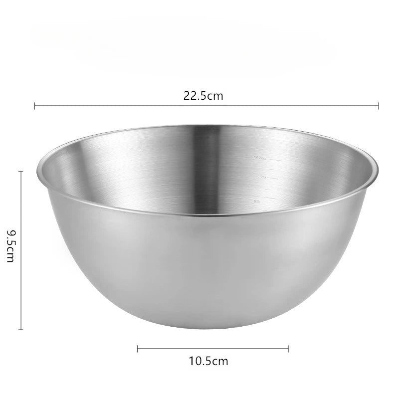 Stainless Steel Mixing Bowls with Measurements, Suitable for Home Use, for Mixing and Kneading, Salads, and Baking Salad Bowl
