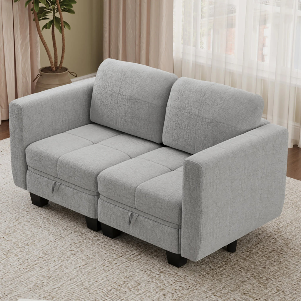 Fabric Modular Sofas with Upholstered Cushion and Removable Back Cushion Covers, Modern Sectional Sofa for Living Room