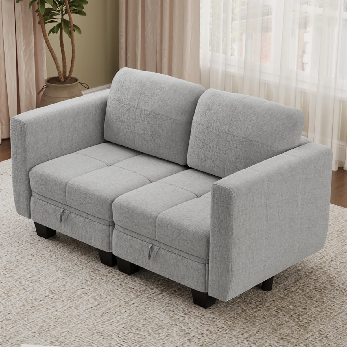 Fabric Modular Sofas with Upholstered Cushion and Removable Back Cushion Covers, Modern Sectional Sofa for Living Room