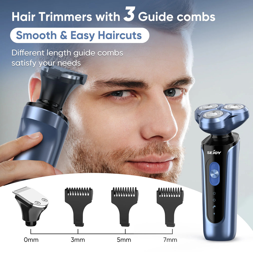 SEJOY Electric Shaver for Men,3D Floating Cutter Head ,Portable Men Beard Hair Trimmer Clipper,Nose Hair Scissors,Rechargeable