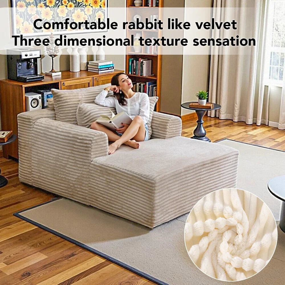SINGLE SOFA BED, LAZY LOUNGE CHAIR SOFA WITH TWO PILLOWS AND CLOUD ARMRESTS, ULTRA SOFT SEAT CUSHION BONELESS SOFA, FREE INSTALLATION LIVING ROOM SOFA, HOME FURNITURE THAT CAN BE RECLINED OR SEATED, SUITABLE FOR BEDROOMS, LOU