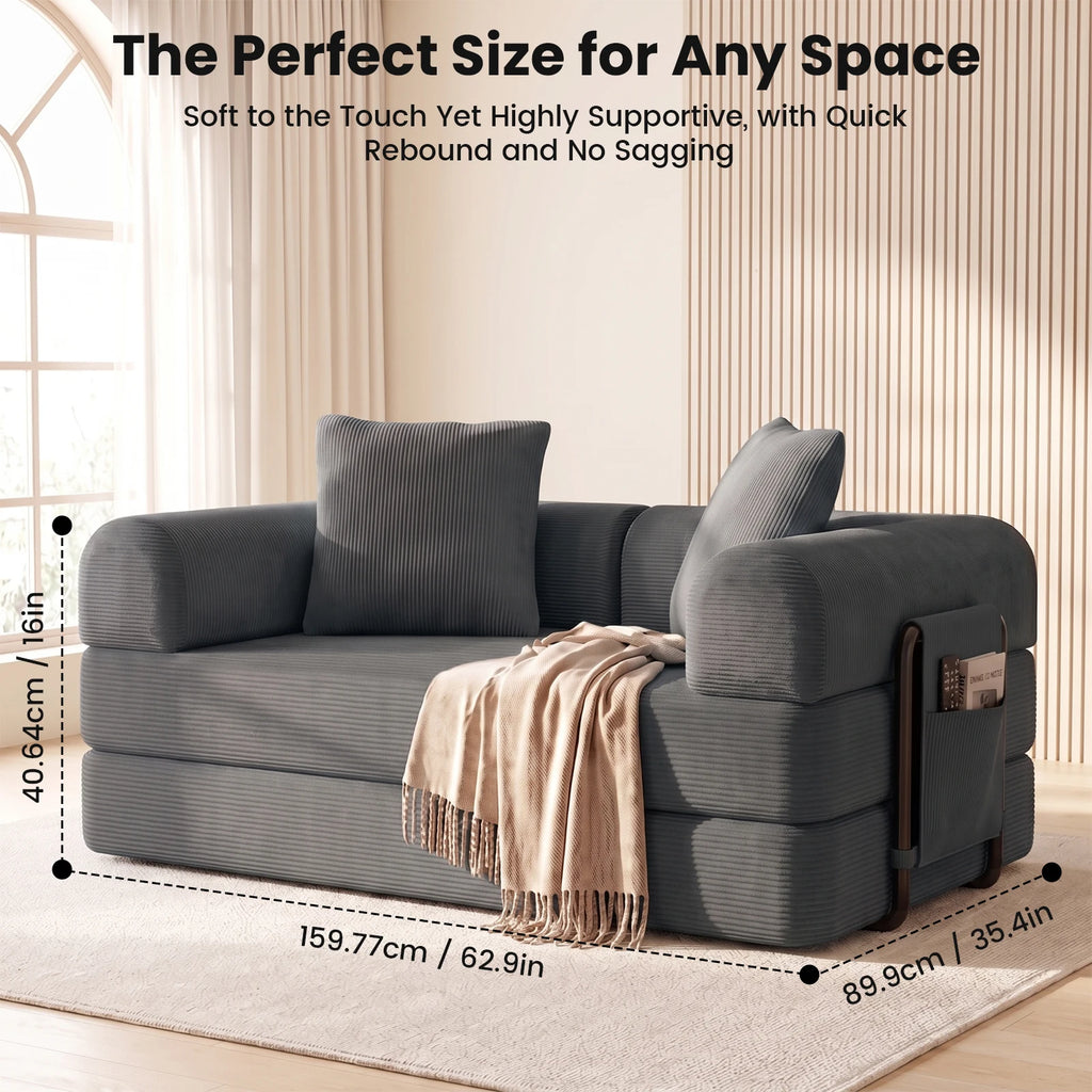 Foldable Sofa Bed - DIY Compressed Floor Sofa Multifunctional with Washable Cover for Living Room Apartment Bedroom