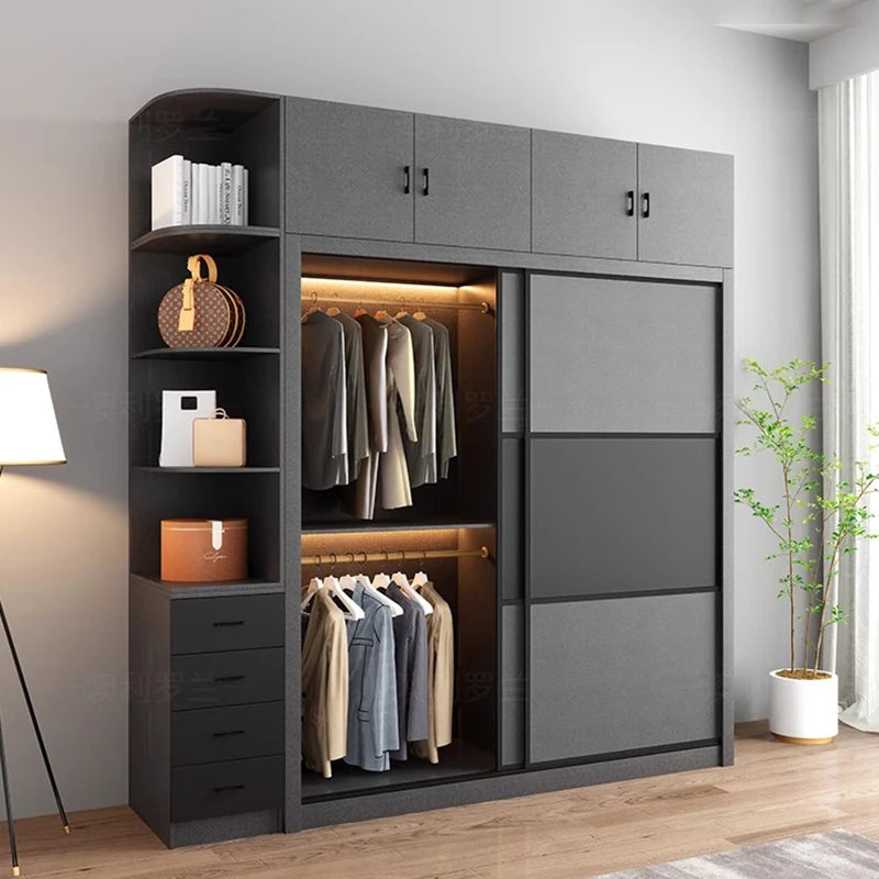 Space Saving Modern Closet Organizer Bedroom Clothes Wardrobe Partitions Cupboard Living Room Shelves Armario Hotel Furniture